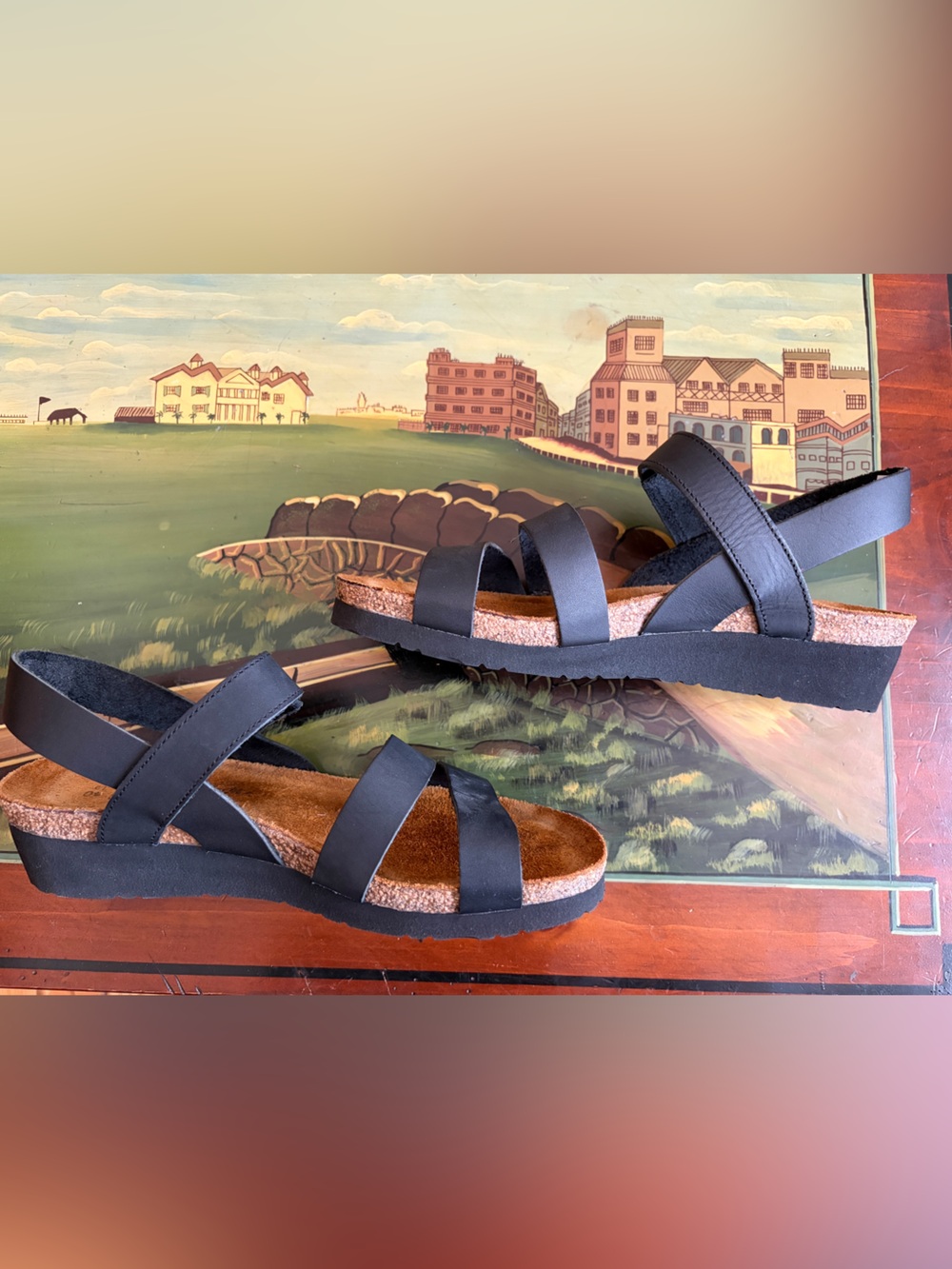 Naot ”Kayla” Matte Black Leather Sandals